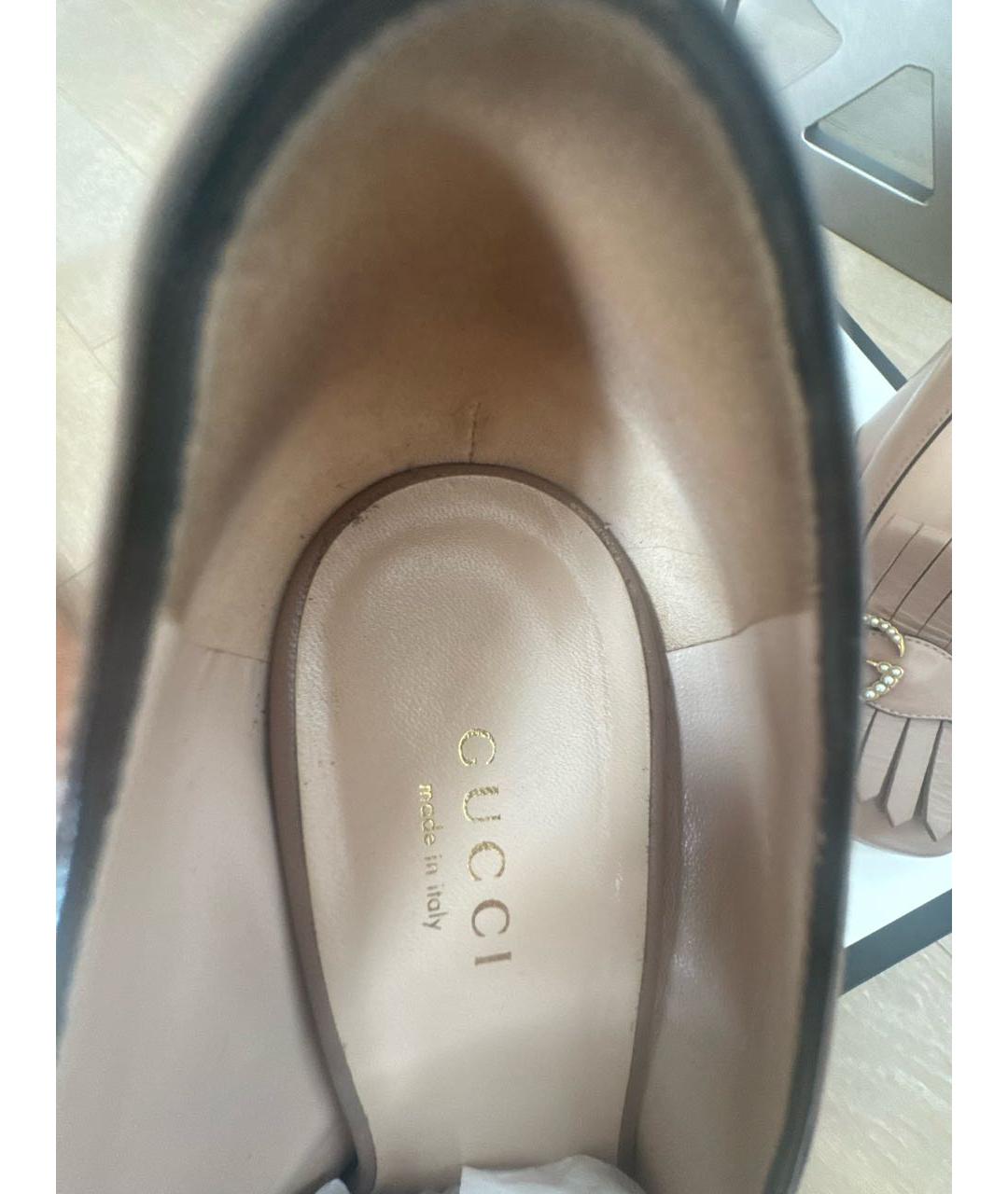 GUCCI Бежевые кожаные туфли, фото 6