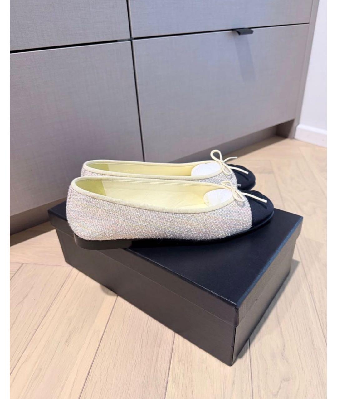 CHANEL Белые текстильные балетки, фото 5