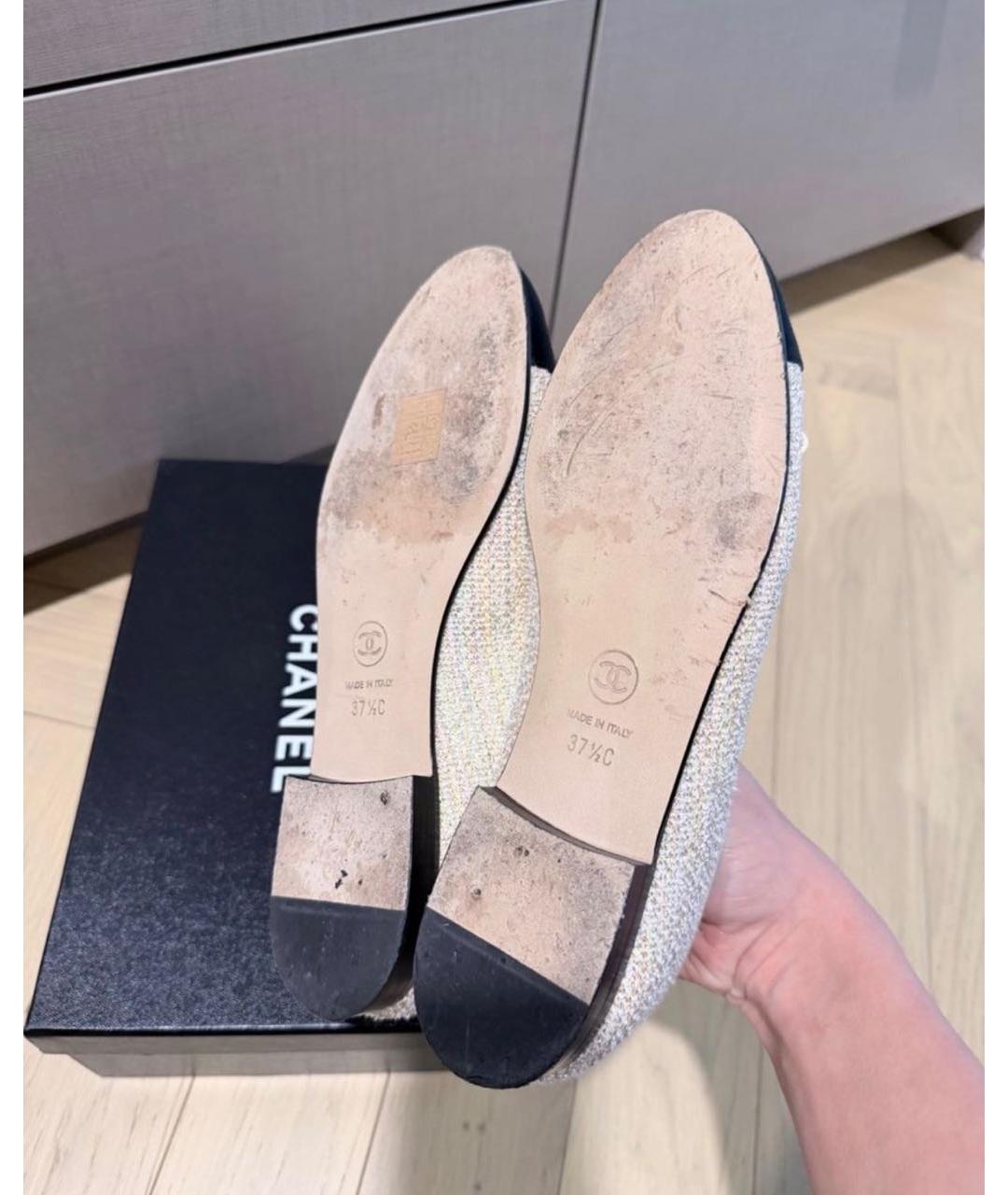 CHANEL Белые текстильные балетки, фото 4