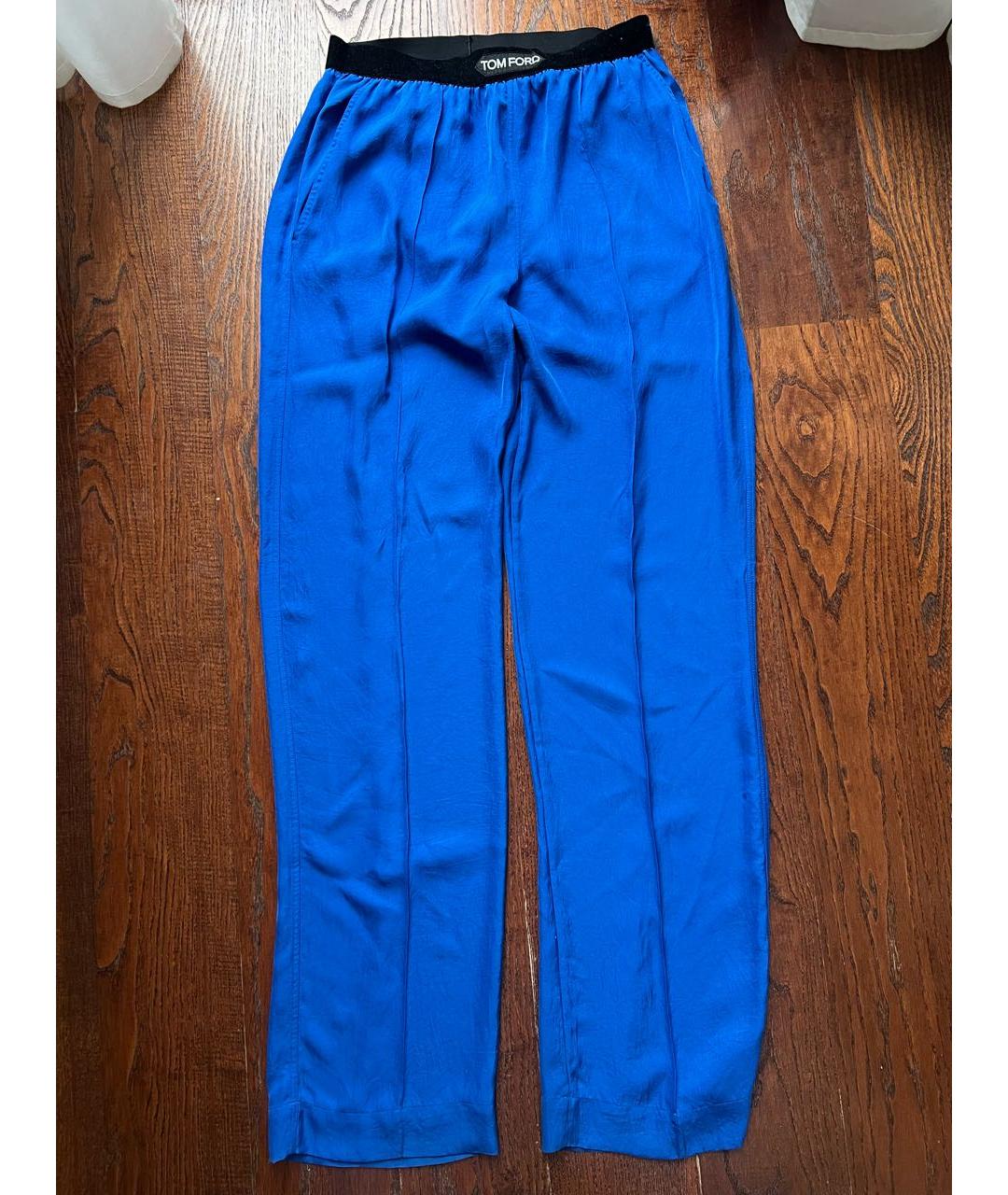 TOM FORD Синие полиамидовые брюки широкие, фото 5