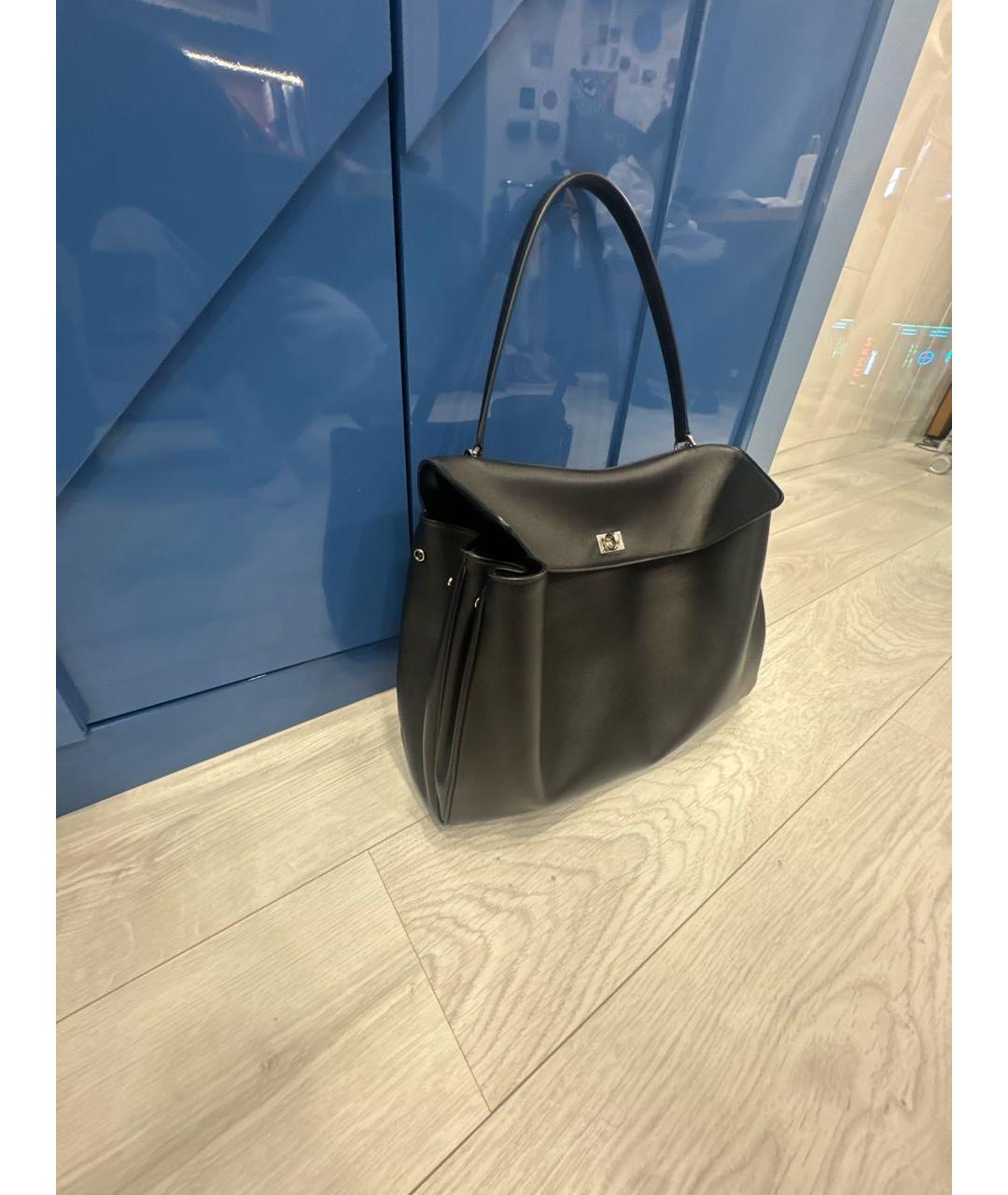 BALENCIAGA Черная кожаная сумка тоут, фото 2