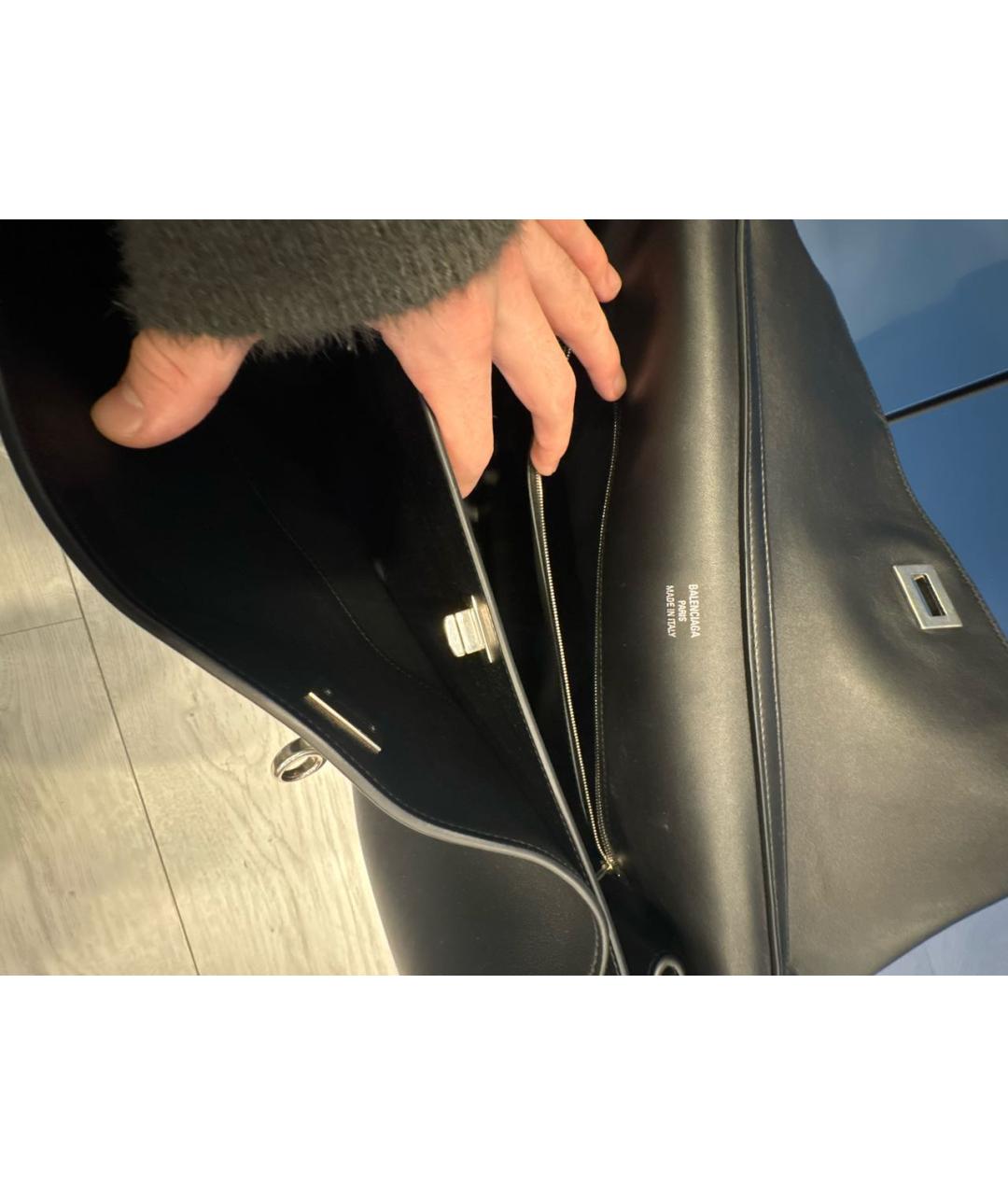 BALENCIAGA Черная кожаная сумка тоут, фото 4