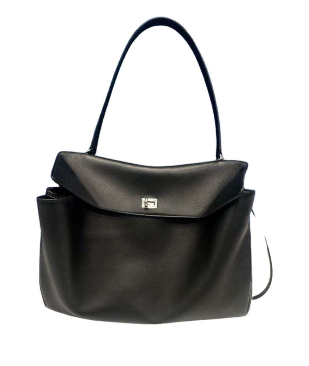 BALENCIAGA Черная кожаная сумка тоут, фото 1