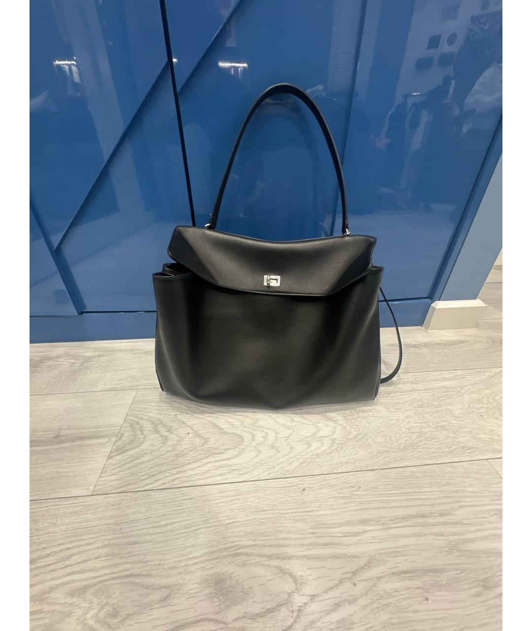 BALENCIAGA Черная кожаная сумка тоут, фото 5