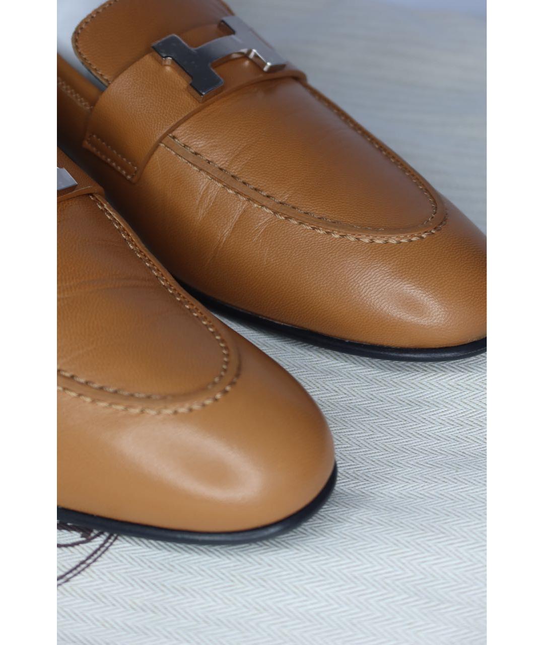 HERMES Коричневые кожаные лоферы, фото 8