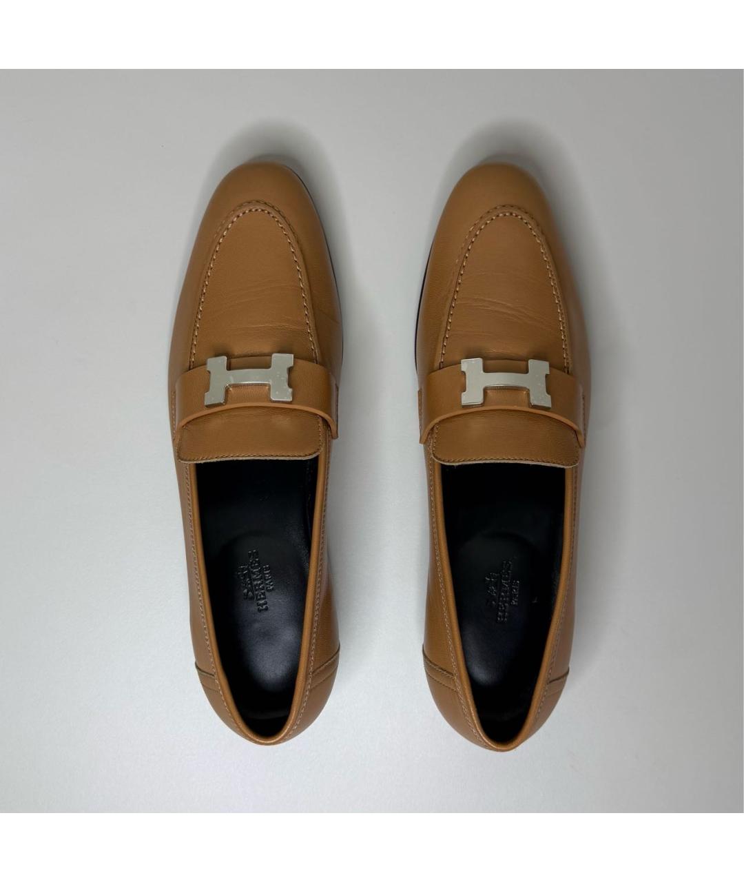 HERMES Коричневые кожаные лоферы, фото 3