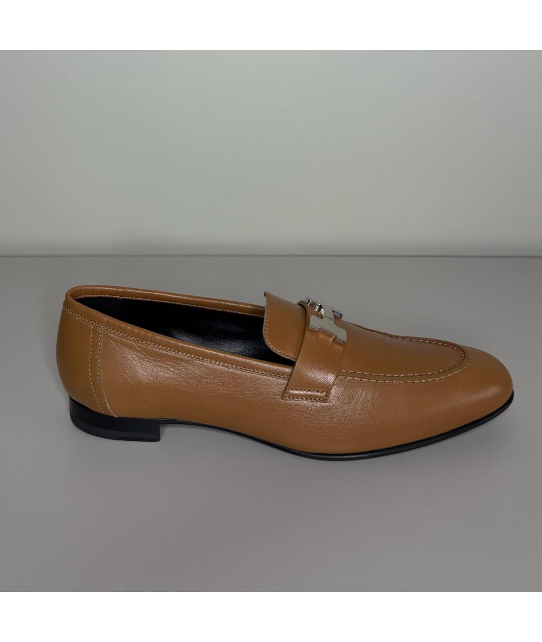 HERMES Коричневые кожаные лоферы, фото 9
