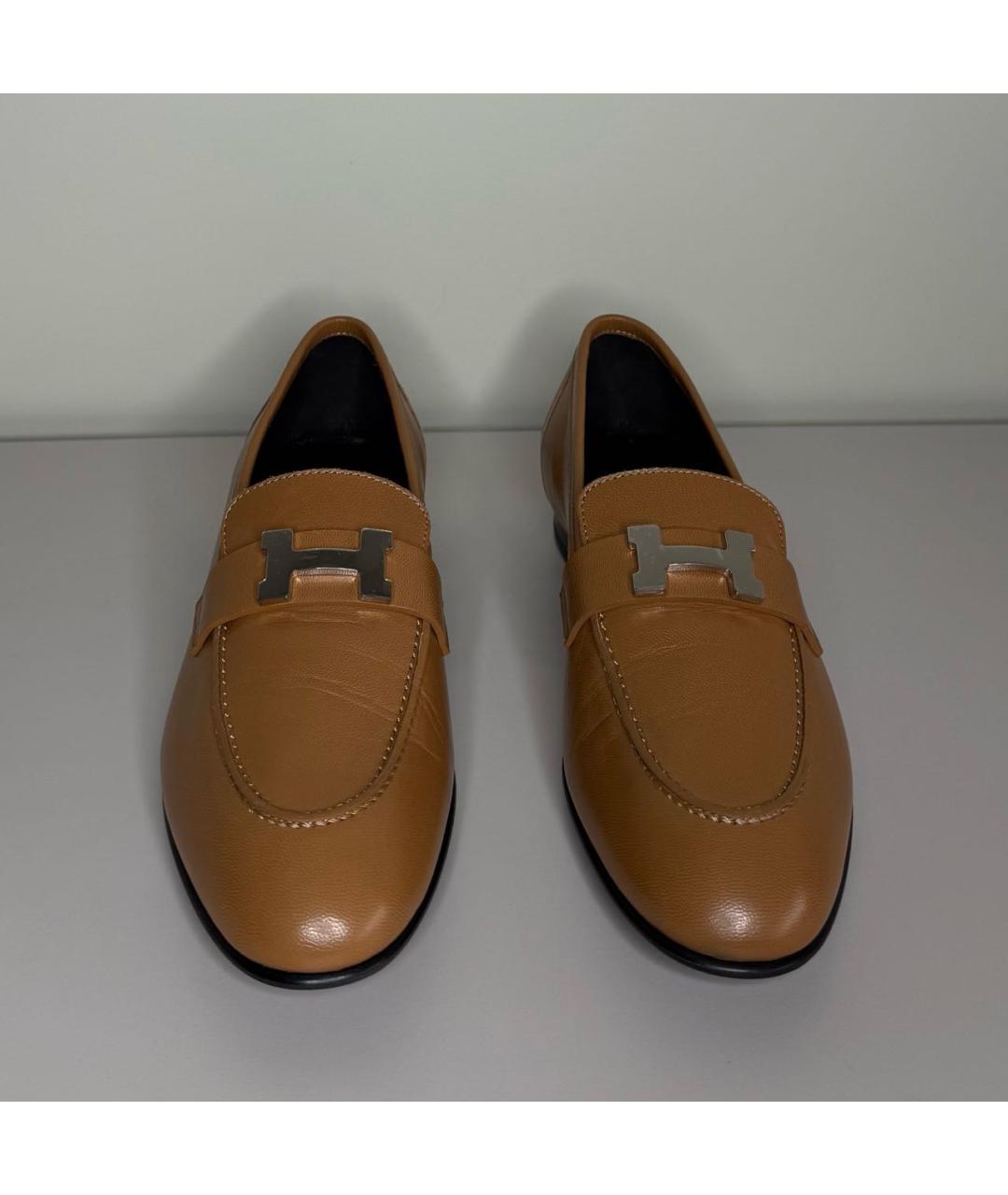 HERMES Коричневые кожаные лоферы, фото 2