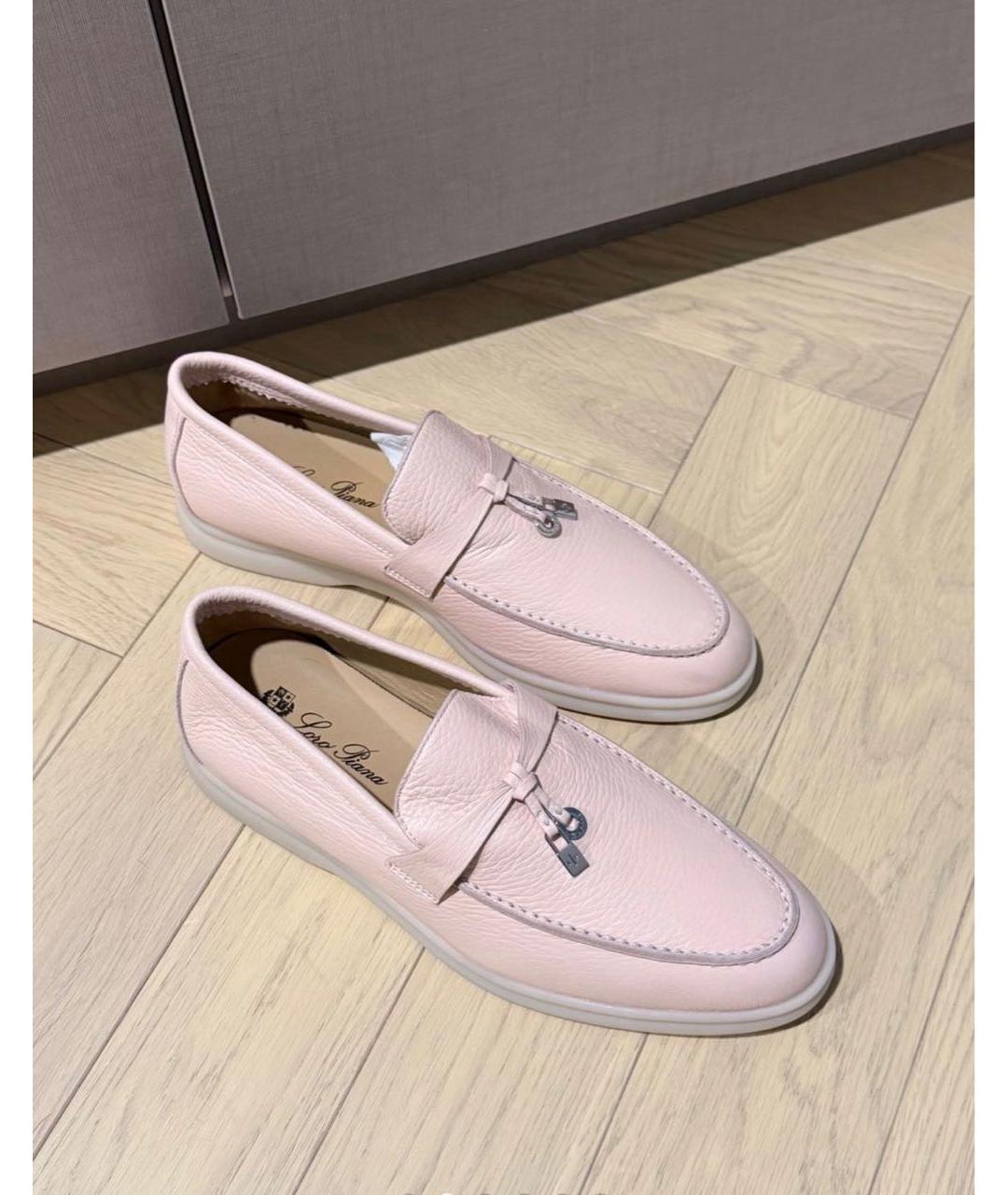 LORO PIANA Розовые кожаные лоферы, фото 4