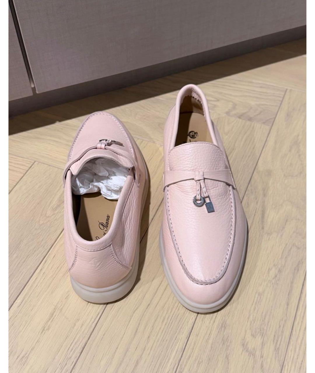 LORO PIANA Розовые кожаные лоферы, фото 2