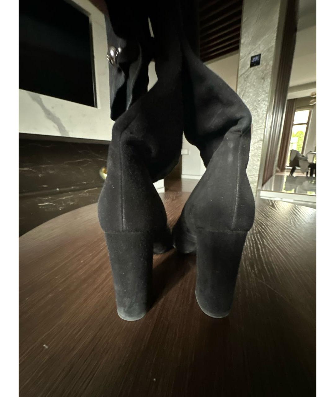 CHRISTIAN DIOR Черные замшевые ботфорты, фото 4