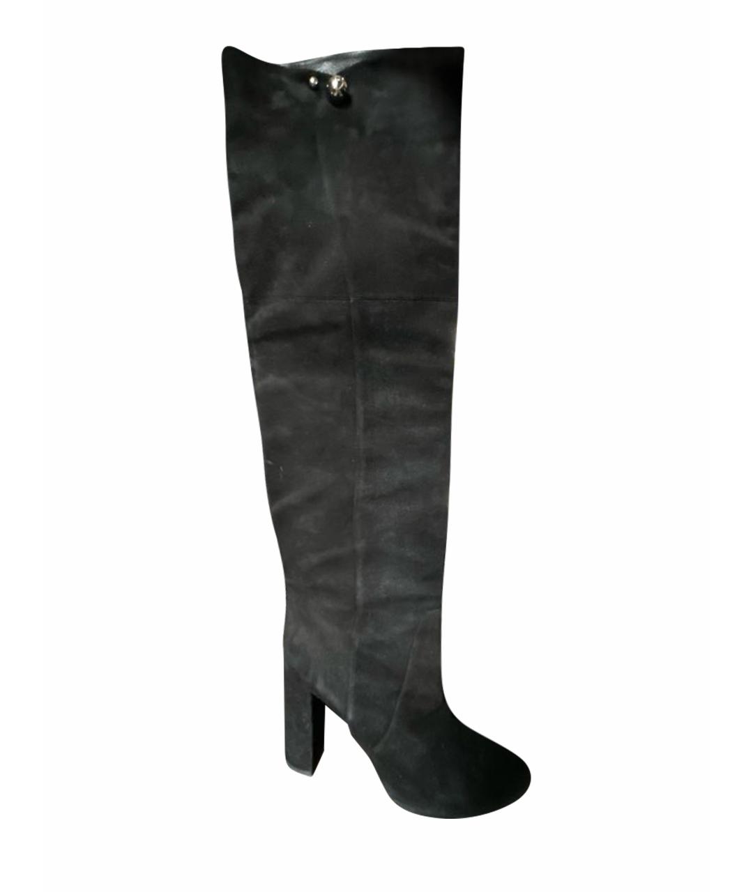 CHRISTIAN DIOR Черные замшевые ботфорты, фото 1