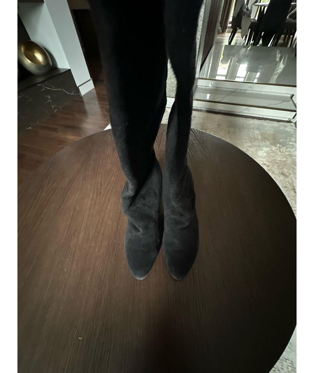 CHRISTIAN DIOR Черные замшевые ботфорты, фото 2