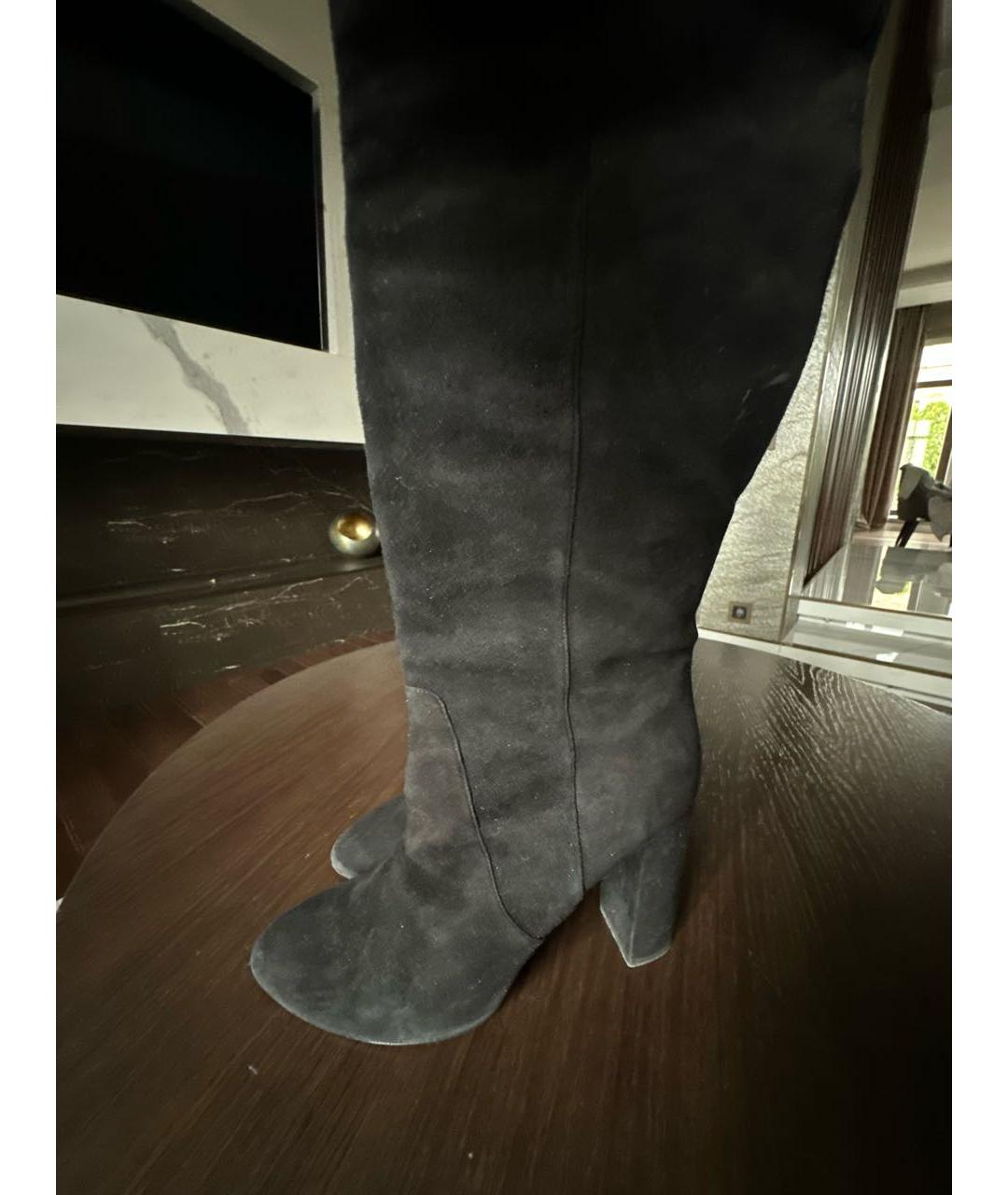 CHRISTIAN DIOR Черные замшевые ботфорты, фото 3