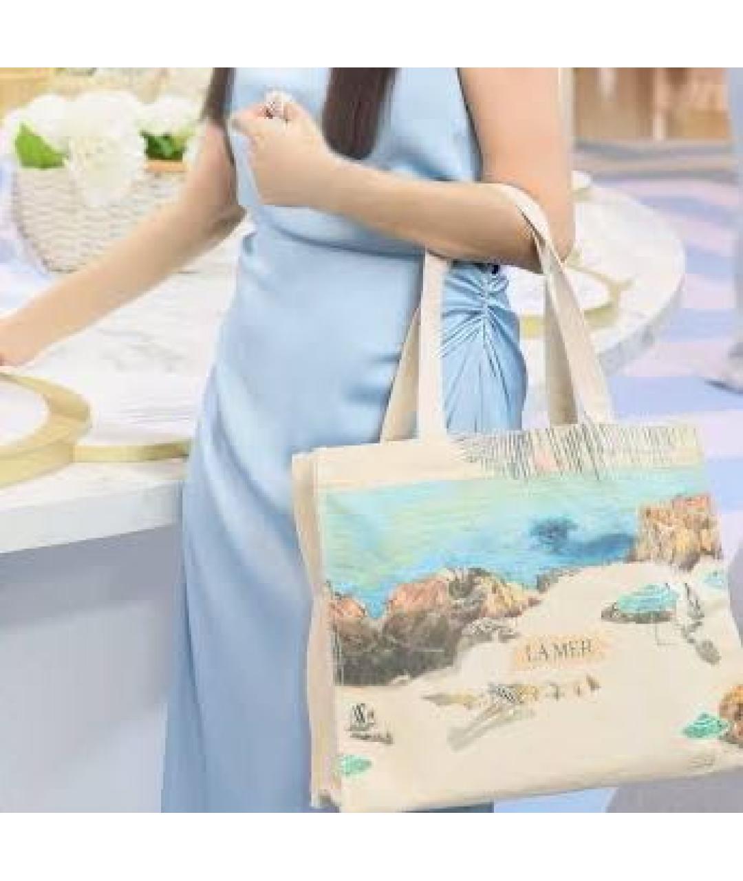 LA MER Бежевая льняная сумка тоут, фото 2