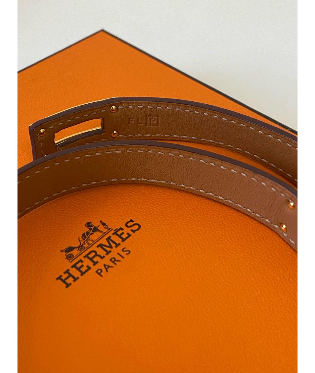 HERMES Черный кожаный браслет, фото 7