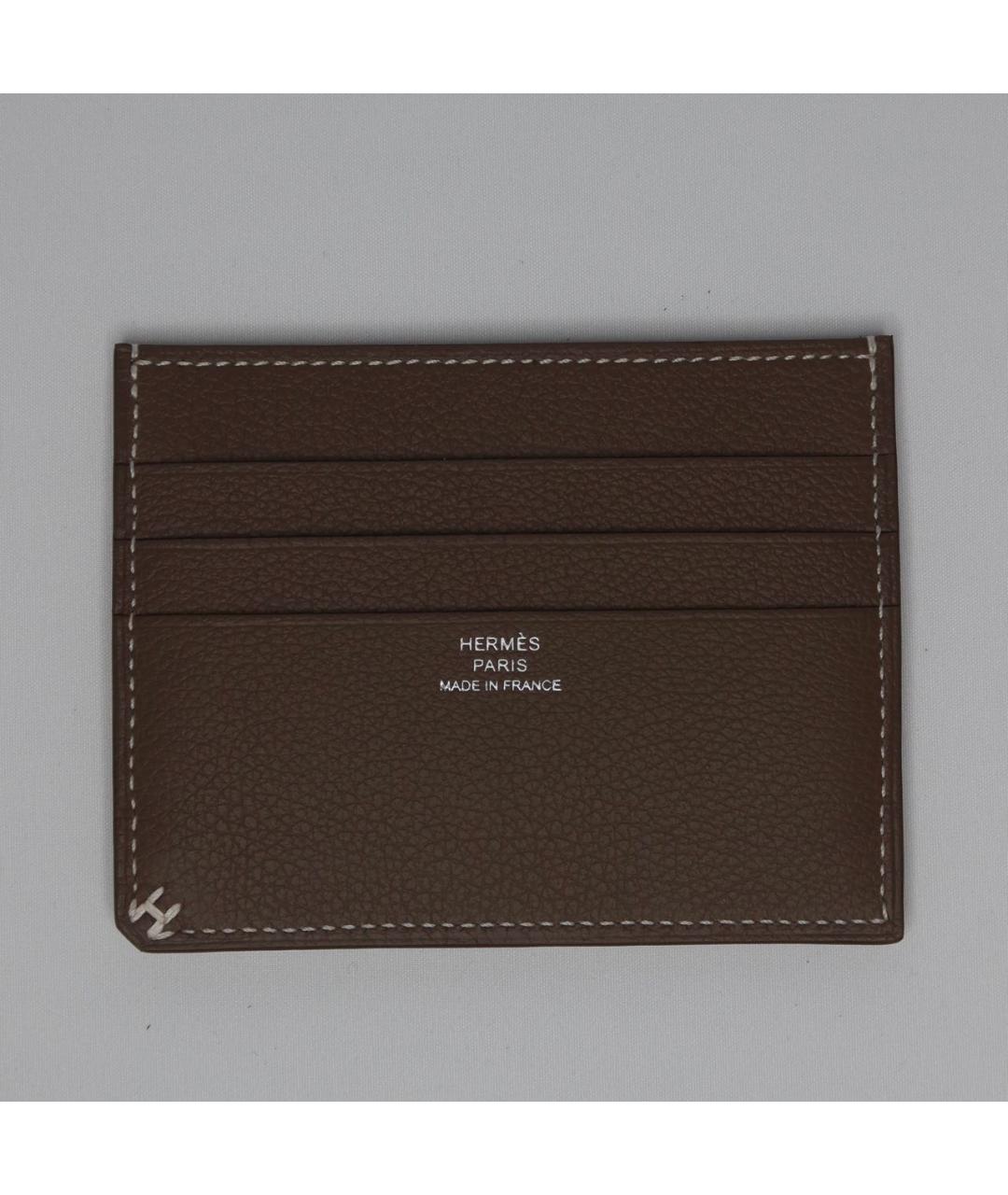 HERMES Коричневая кожаная визитница, фото 5
