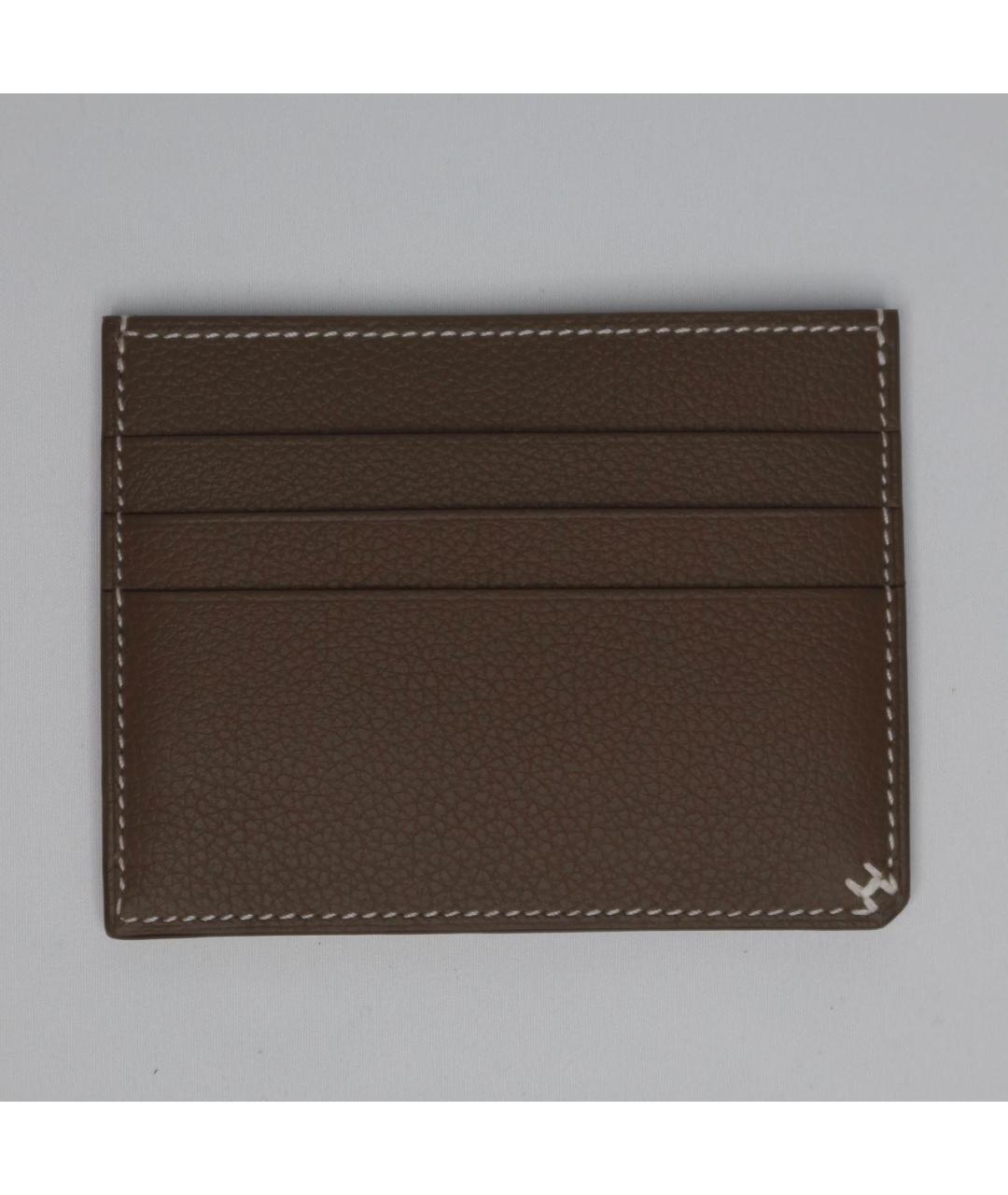 HERMES Коричневая кожаная визитница, фото 2