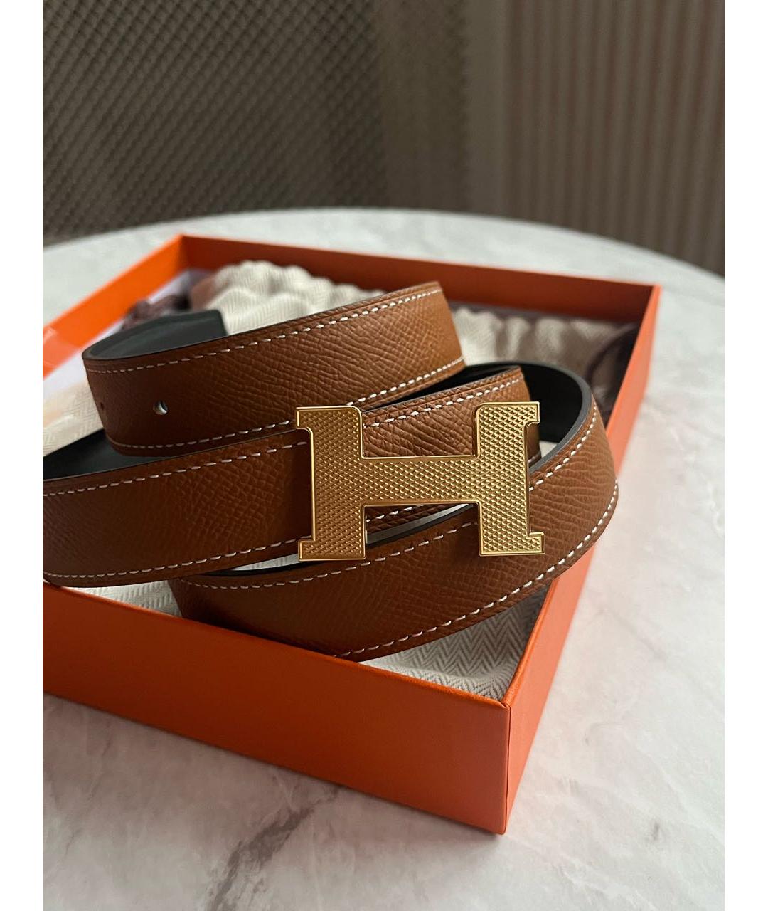 HERMES Коричневый кожаный ремень, фото 2