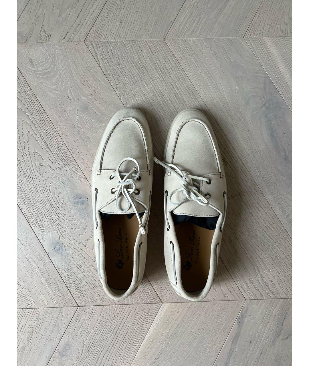 LORO PIANA Бежевые замшевые лоферы, фото 3