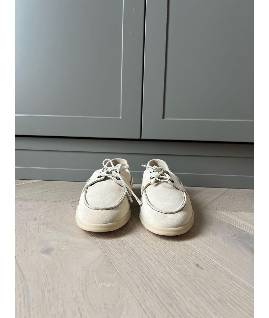 LORO PIANA Бежевые замшевые лоферы, фото 2