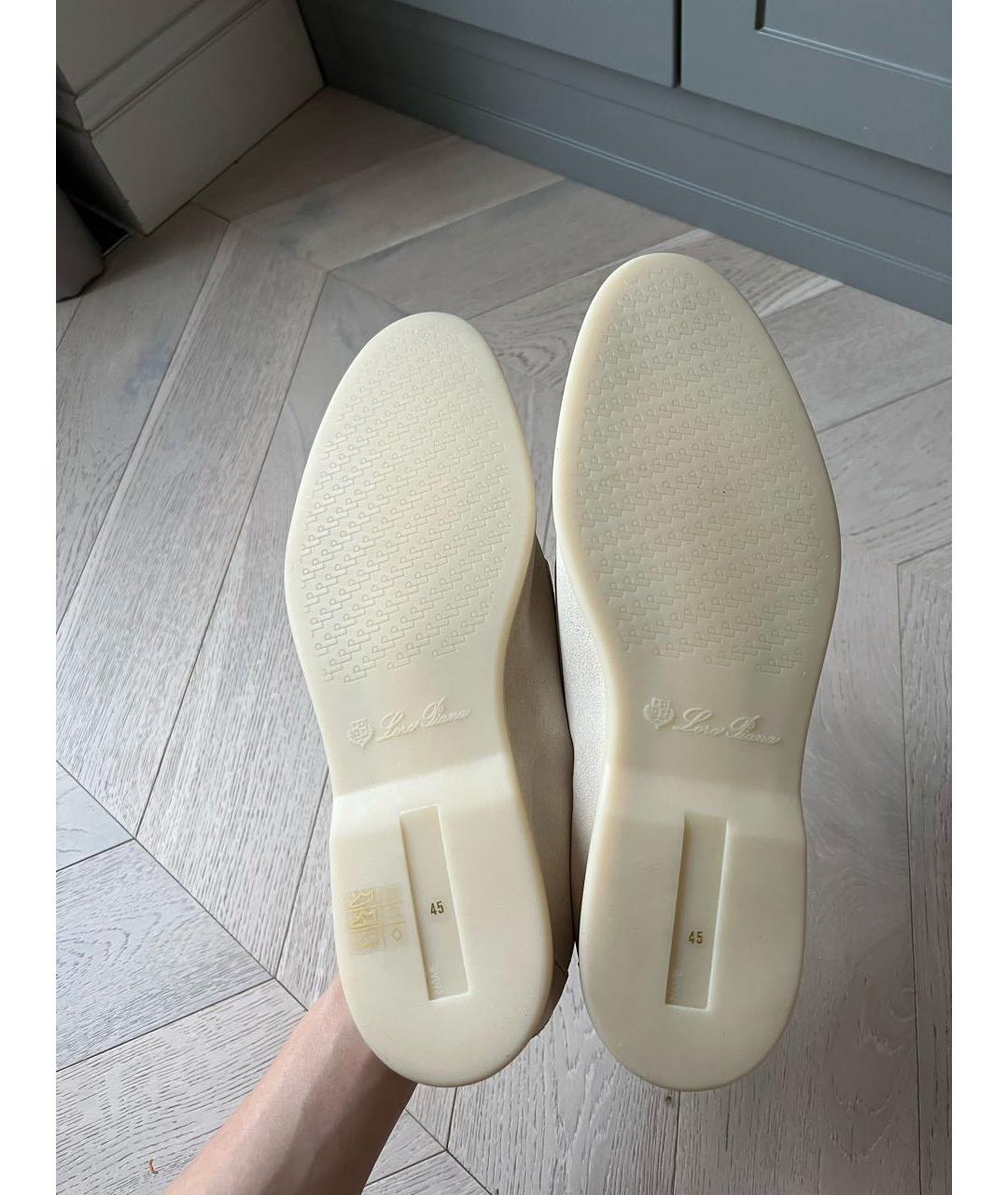 LORO PIANA Бежевые замшевые лоферы, фото 7