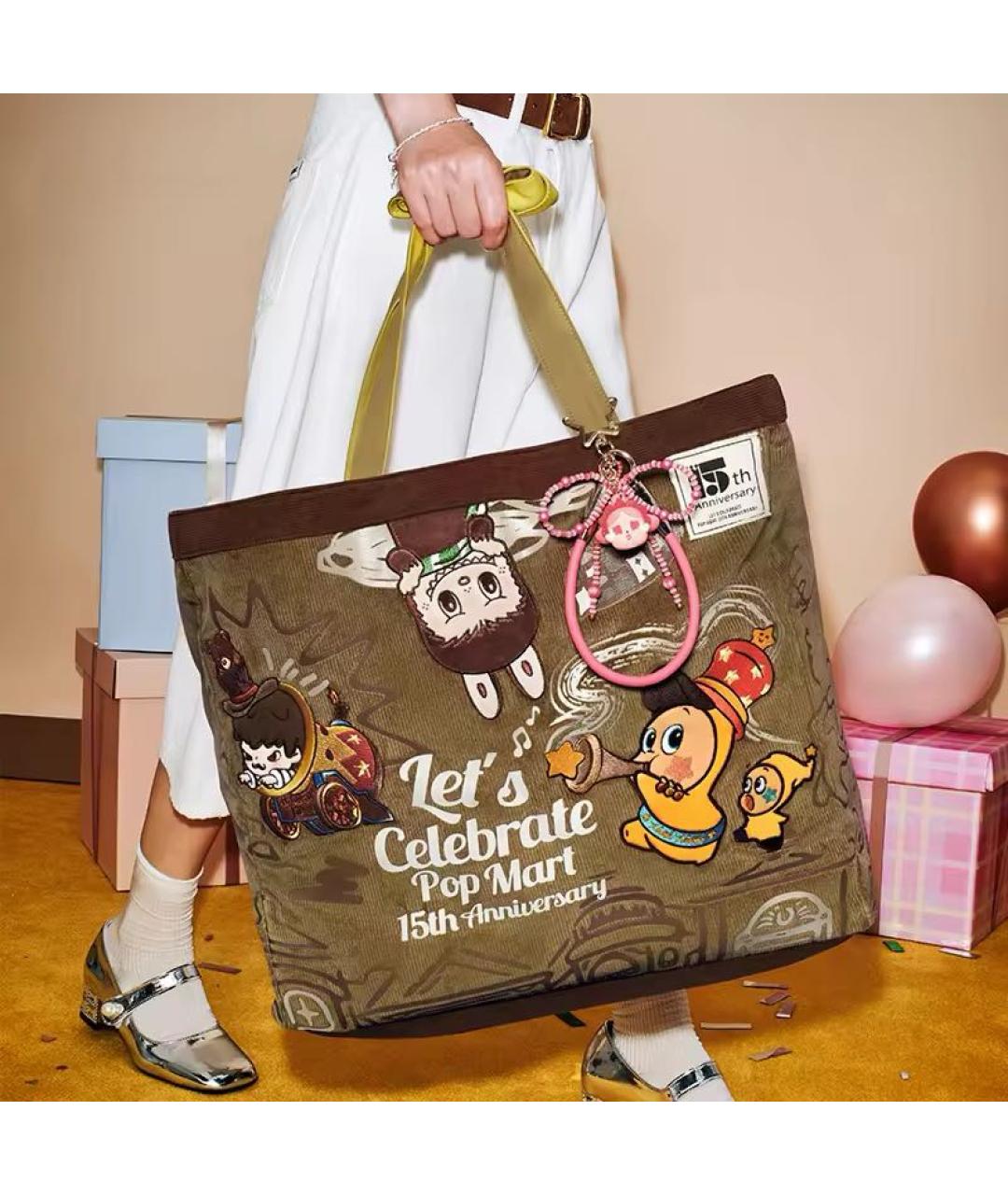 Labubu Хаки тканевая сумка тоут, фото 4