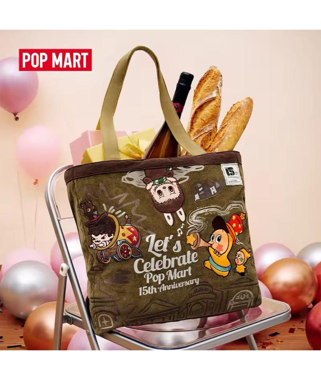 Labubu Хаки тканевая сумка тоут, фото 3