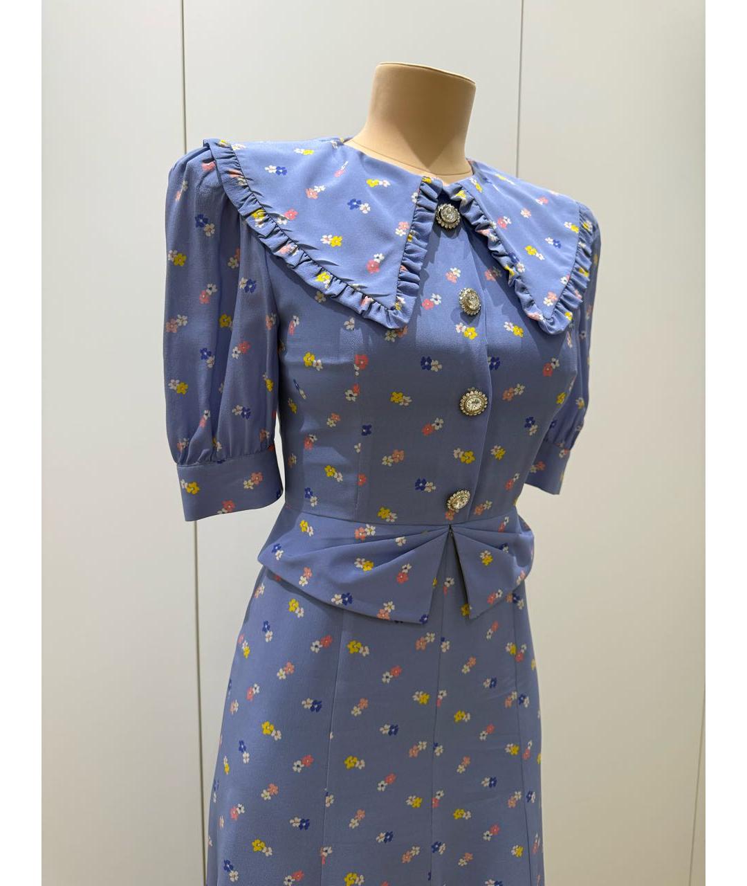 ALESSANDRA RICH Голубое шелковое платье, фото 3