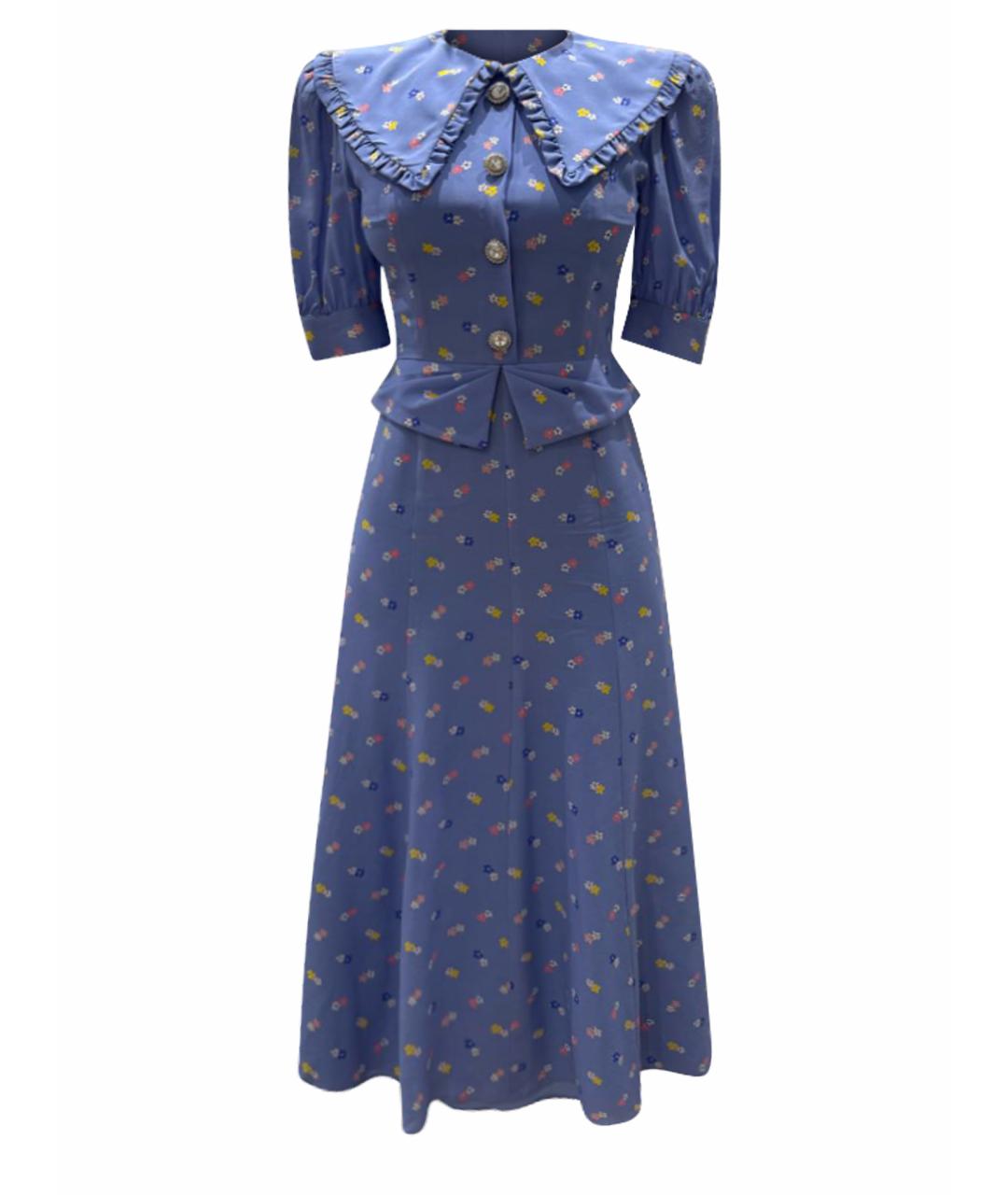 ALESSANDRA RICH Голубое шелковое платье, фото 1