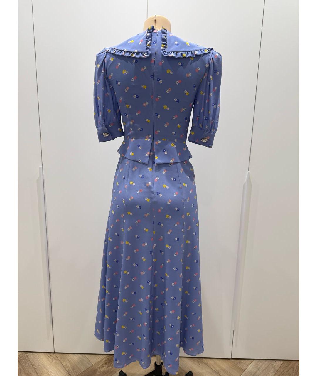 ALESSANDRA RICH Голубое шелковое платье, фото 2