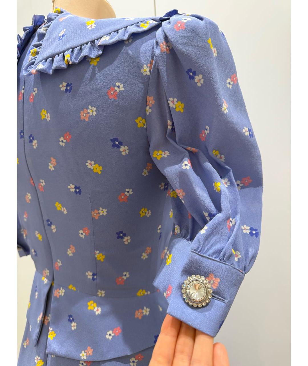 ALESSANDRA RICH Голубое шелковое платье, фото 5