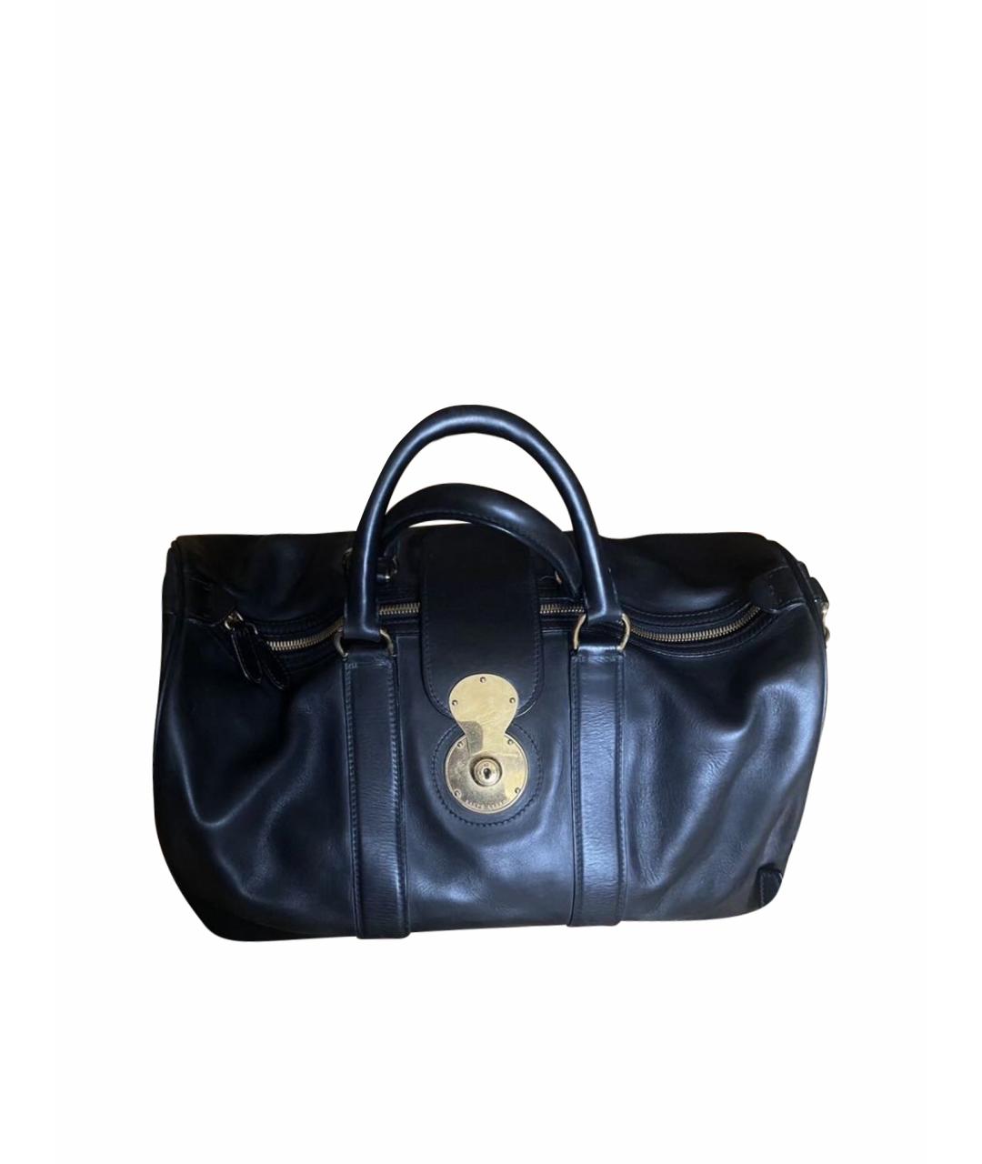 RALPH LAUREN PURPLE LABEL Черная кожаная дорожная/спортивная сумка, фото 1