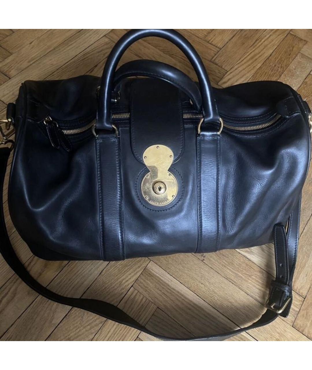 RALPH LAUREN PURPLE LABEL Черная кожаная дорожная/спортивная сумка, фото 7