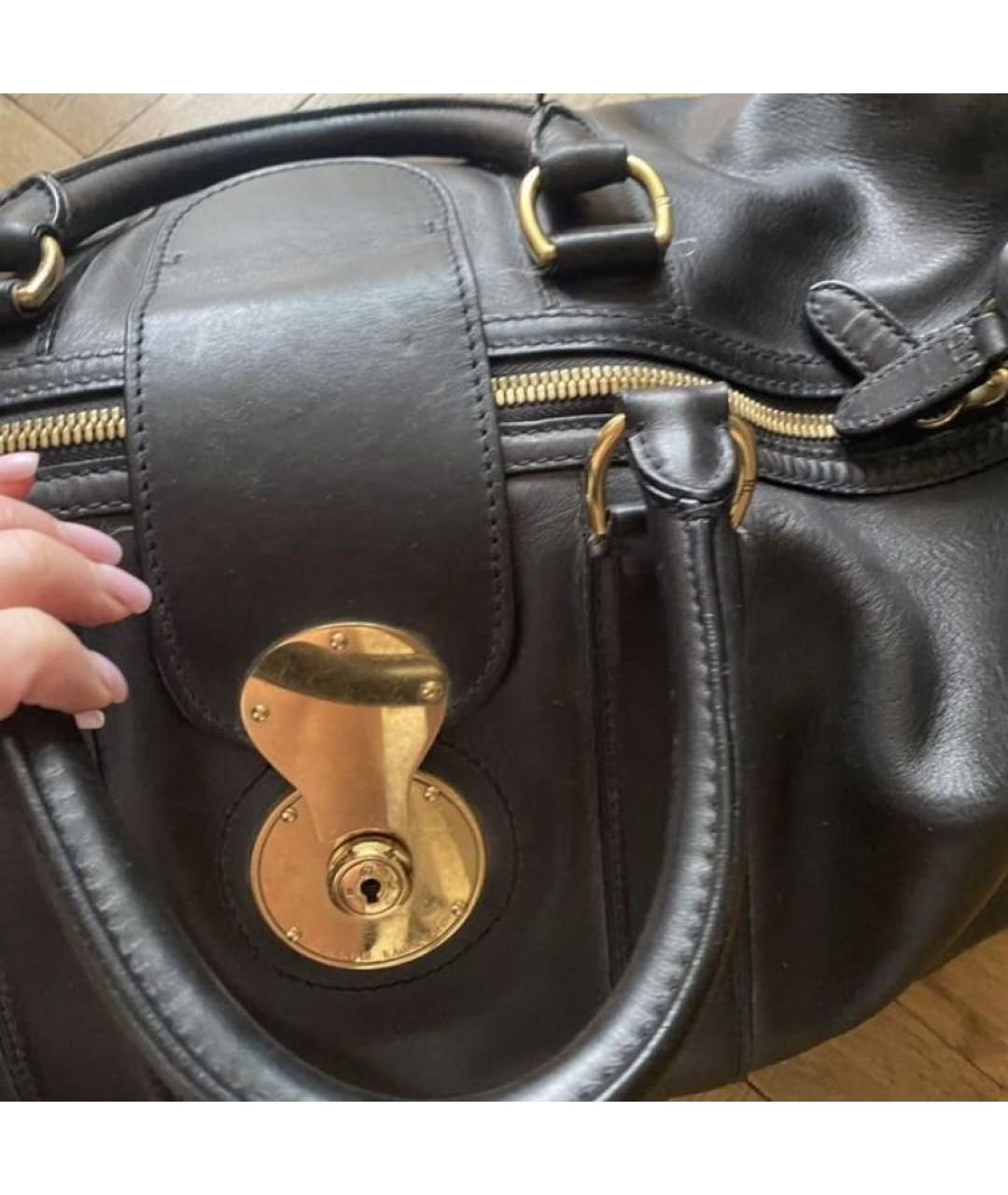 RALPH LAUREN PURPLE LABEL Черная кожаная дорожная/спортивная сумка, фото 3