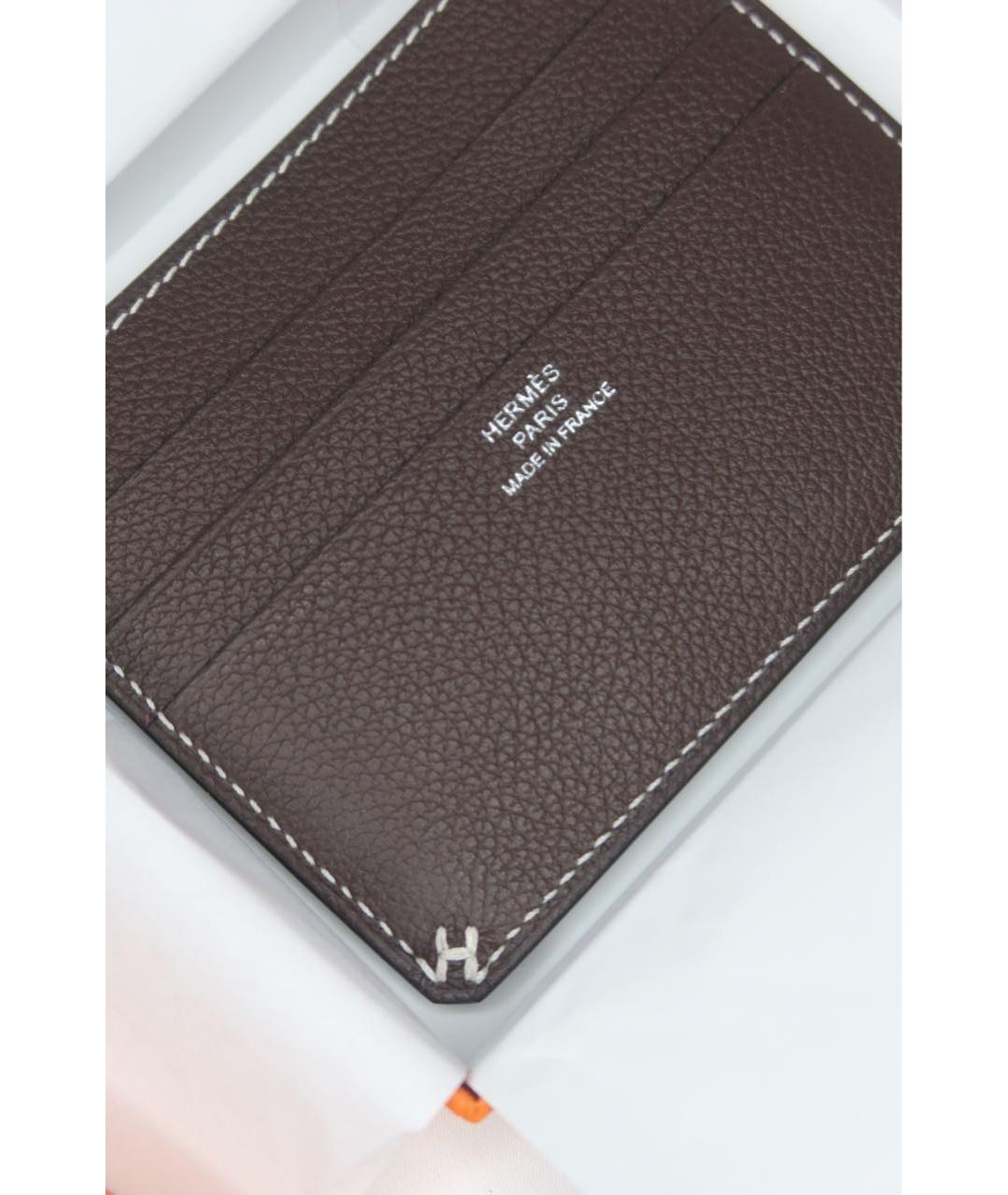 HERMES Коричневый кожаный кардхолдер, фото 3