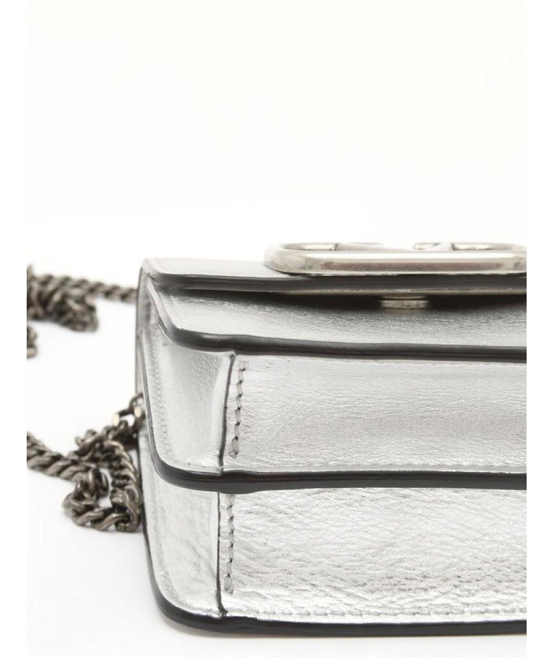 VALENTINO Серебряная кожаная сумка через плечо, фото 7