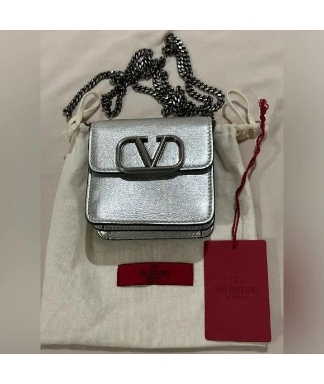 VALENTINO Серебряная кожаная сумка через плечо, фото 2
