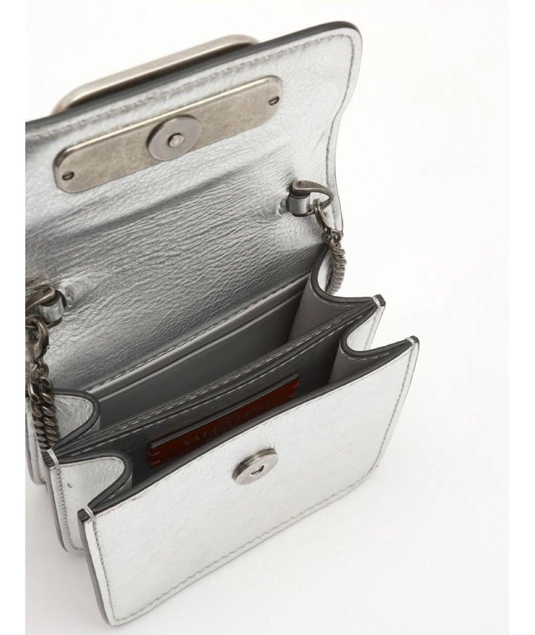 VALENTINO Серебряная кожаная сумка через плечо, фото 5