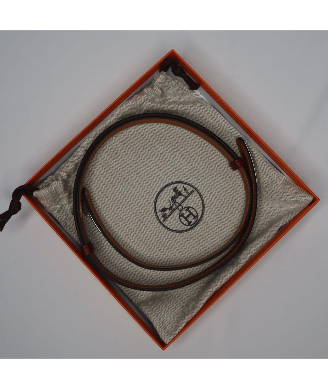 HERMES Бордовый кожаный ремень, фото 5