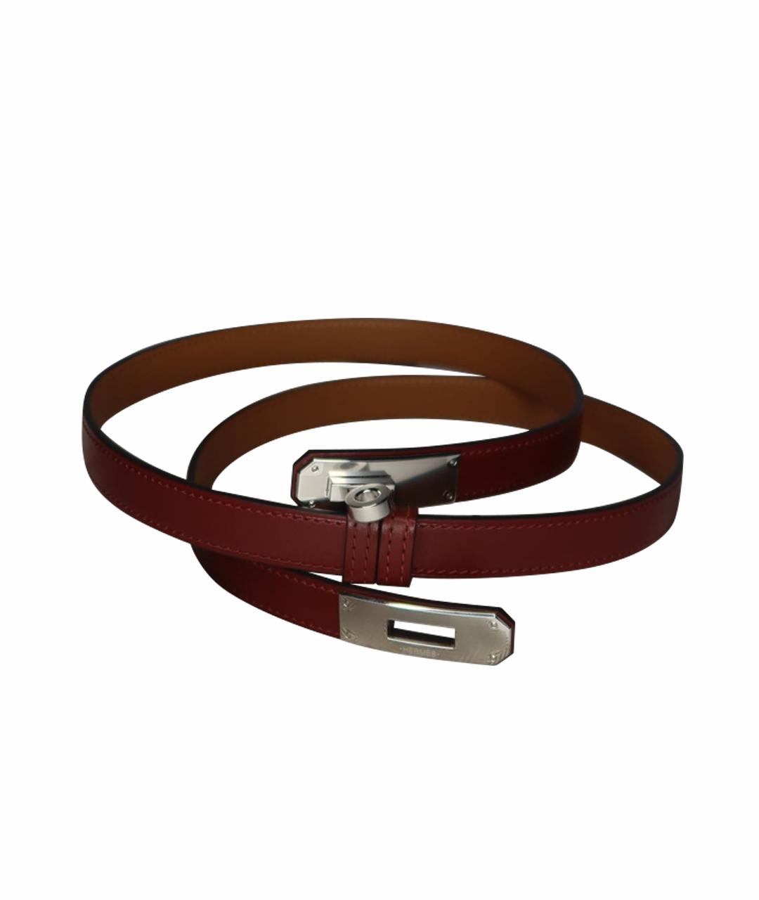 HERMES Бордовый кожаный ремень, фото 1