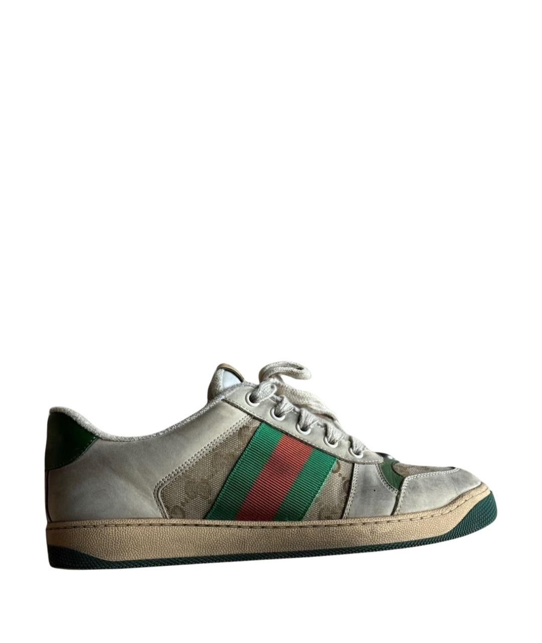 GUCCI Бежевые кожаные низкие кроссовки / кеды, фото 1