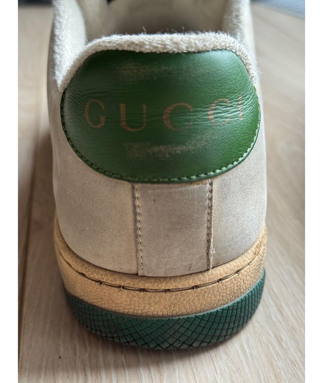 GUCCI Бежевые кожаные низкие кроссовки / кеды, фото 6