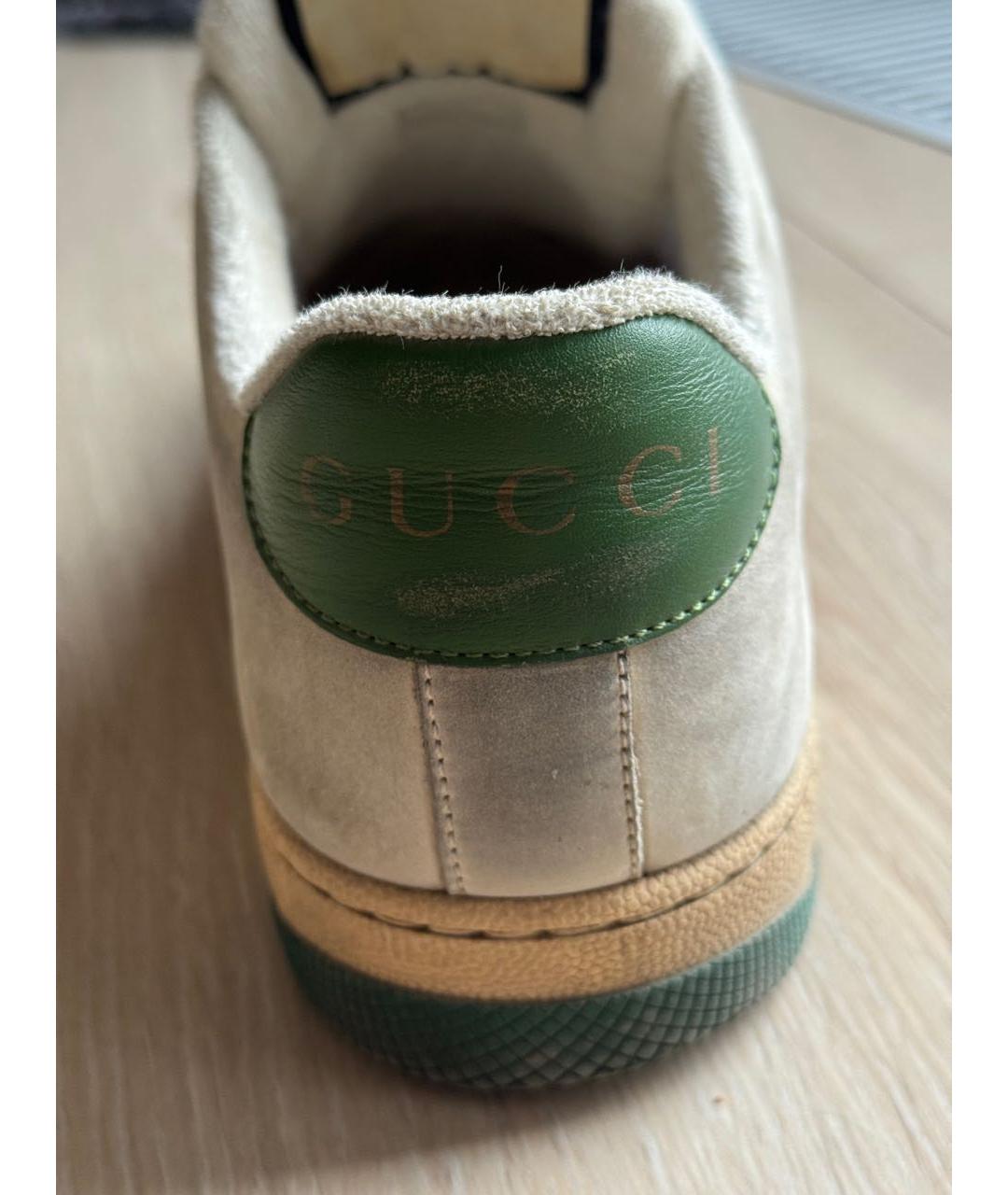 GUCCI Бежевые кожаные низкие кроссовки / кеды, фото 4