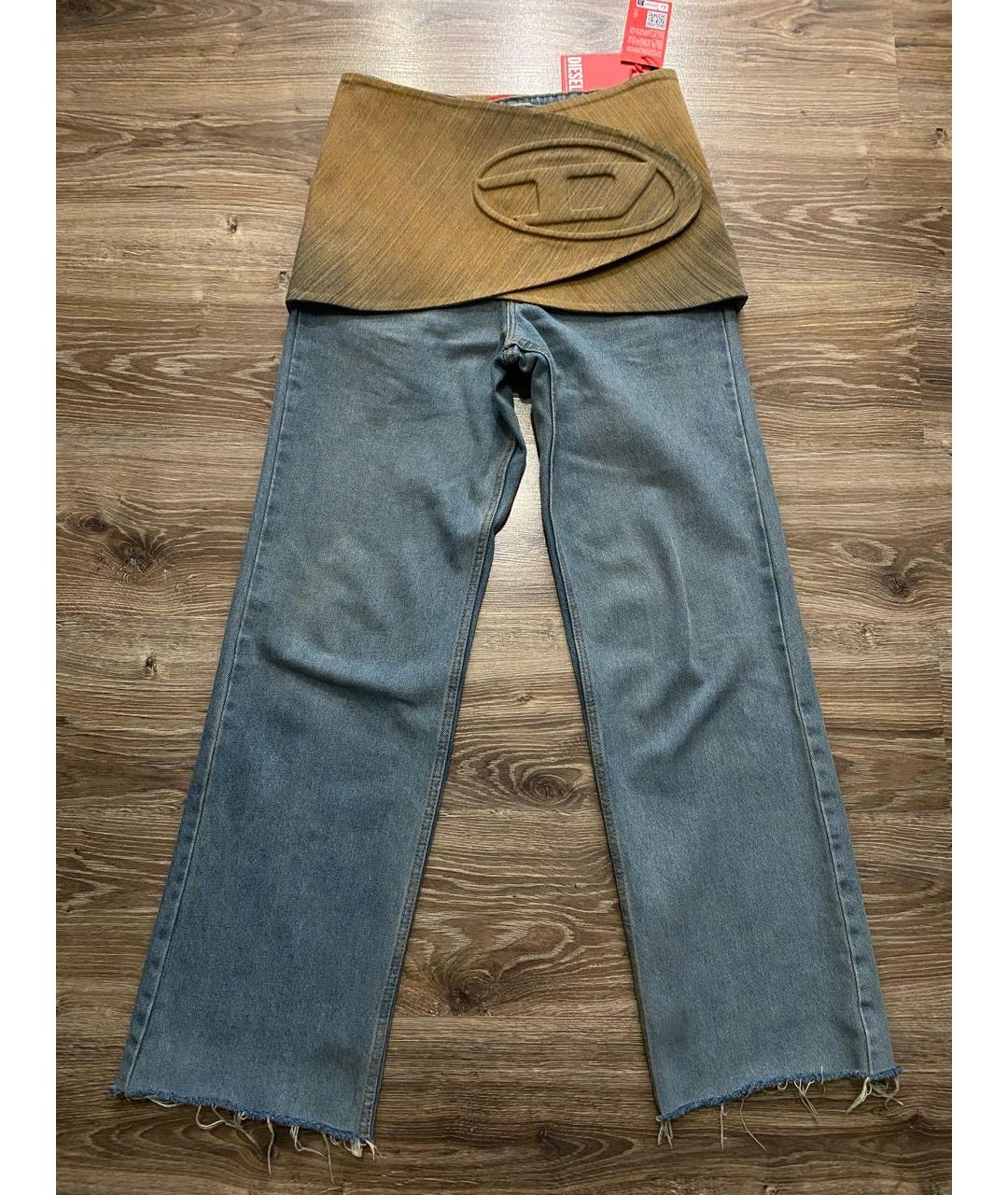 DIESEL Хаки хлопко-эластановая юбка мини, фото 7