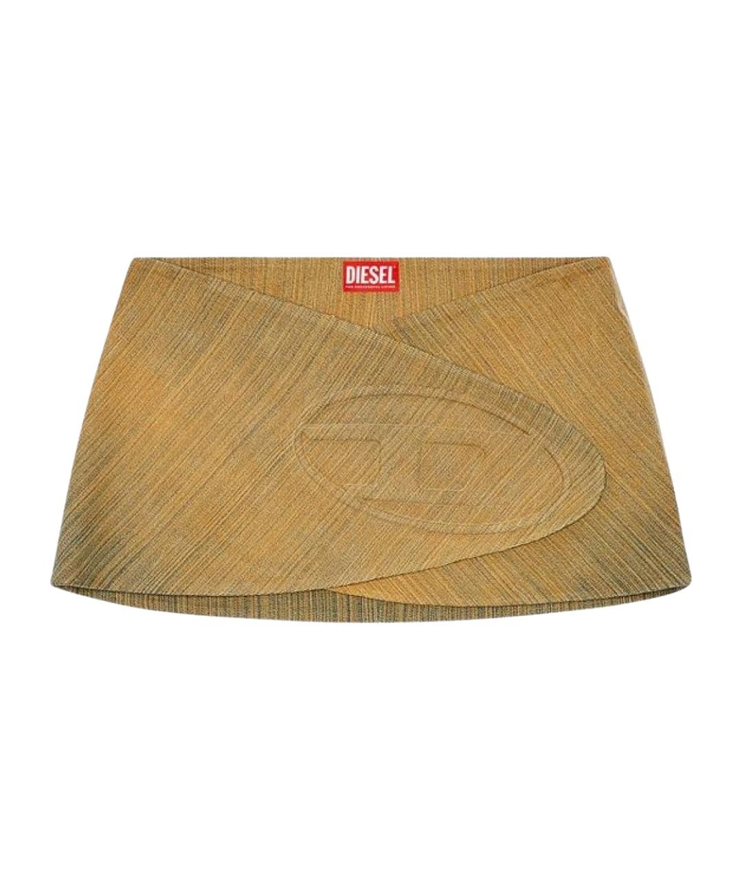 DIESEL Хаки хлопко-эластановая юбка мини, фото 1