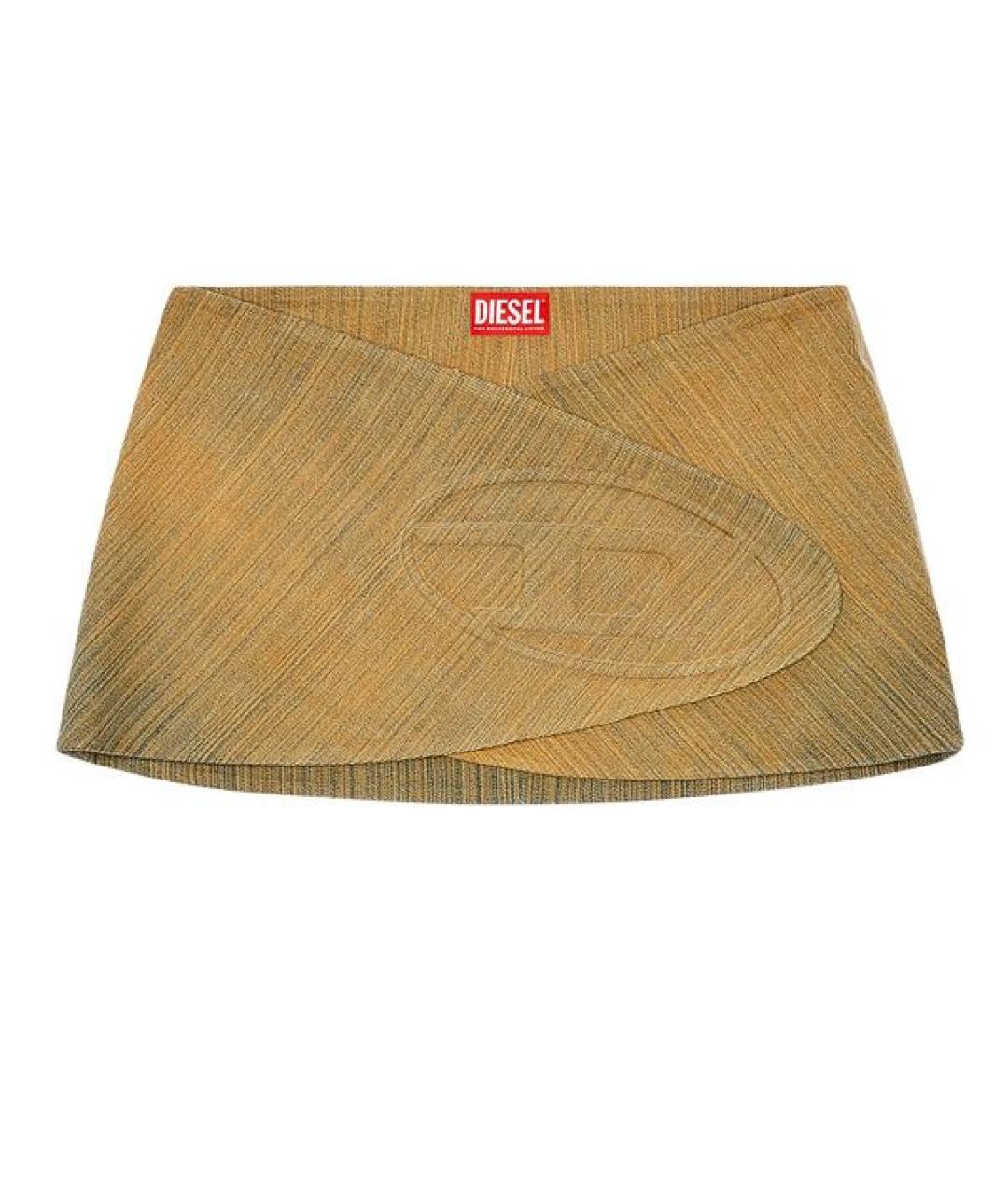 DIESEL Хаки хлопко-эластановая юбка мини, фото 9