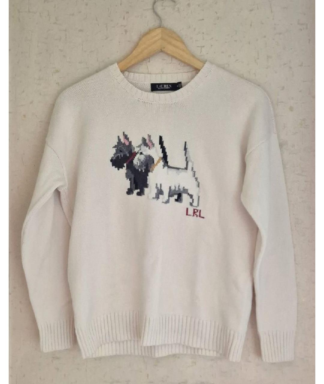 RALPH LAUREN Белый хлопковый джемпер / свитер, фото 8