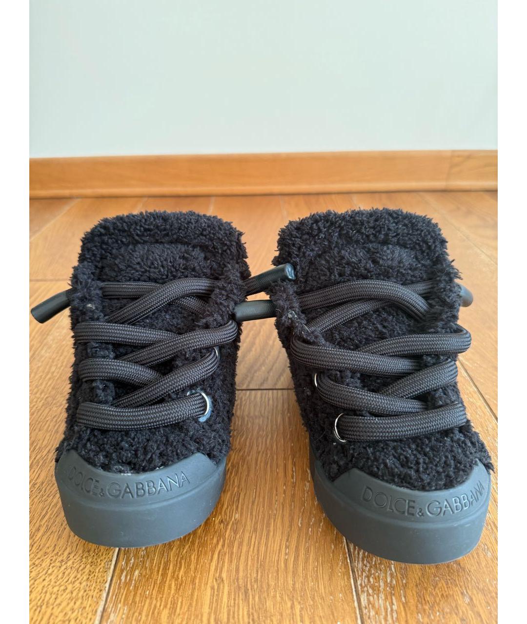 DOLCE&GABBANA Черные текстильные кеды, фото 2