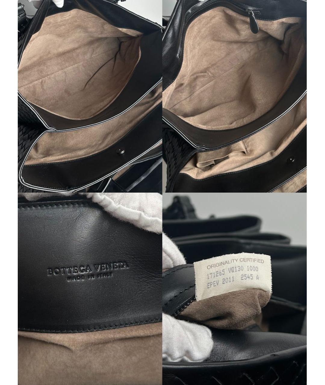 BOTTEGA VENETA Черная кожаная сумка с короткими ручками, фото 7